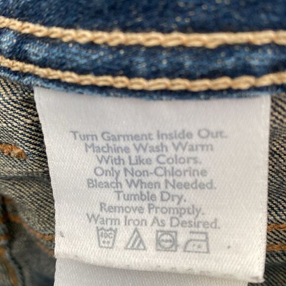 Eddie Bauer Blue Bootcut Jean Floral Embroidered Pockets 34 W Boho Western - Picture 11 of 12